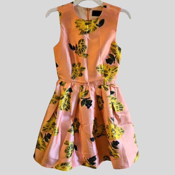 Blaque Label Dress Women’s Size XS Peach Floral Fit & Flare Sleeveless Party - Picture 2 of 11